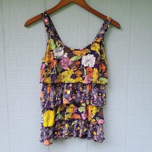 Weston Wear Tiered Floral Tank Small Mixed Print S